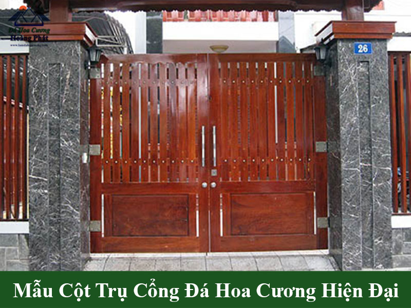 Mẫu cột trụ cổng đá hoa cương hiện đại 