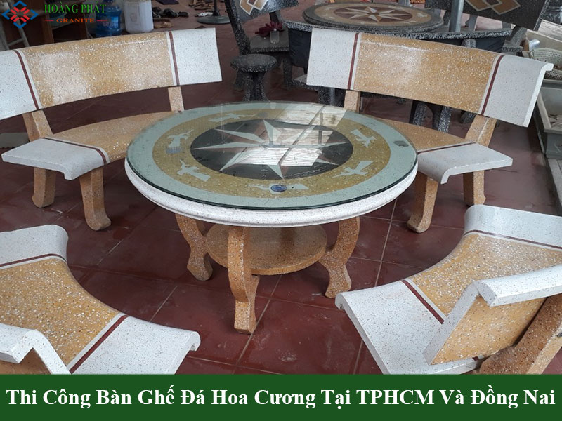 Mẫu bàn ghế đá hoa cương sang trọng bền đẹp