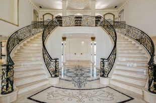 Mẫu đá cầu thang đen trắng, đá hoa cương ốp cầu thang màu đen trắng