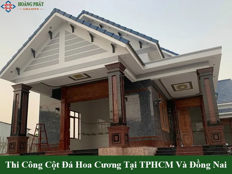 Mẫu cột ốp đá hoa cương độc đáo tạo điểm nhấn
