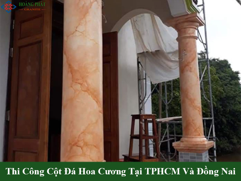 Mẫu cột ốp đá granite trụ tròn độc đáo 