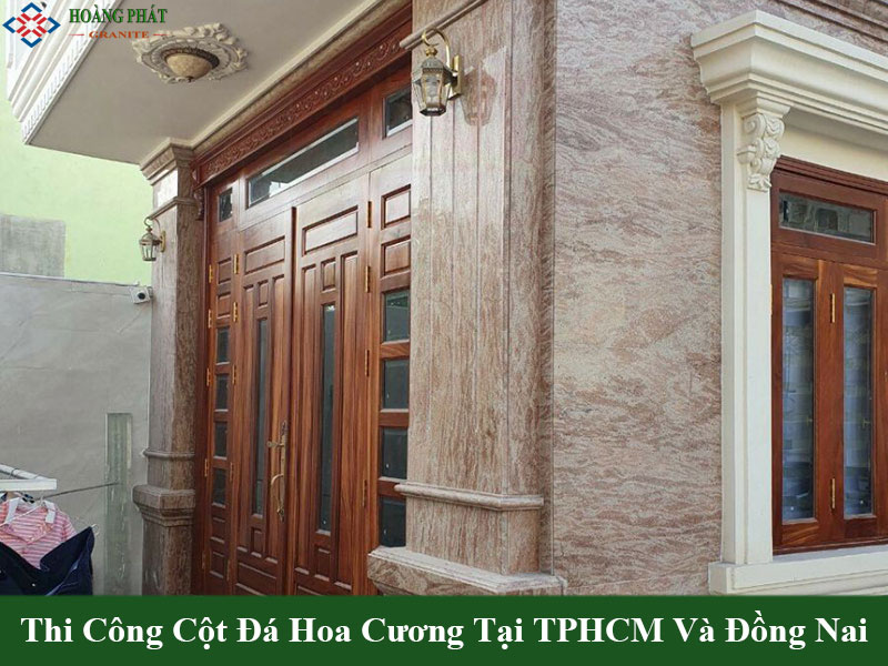 Mẫu cột ốp đá granite sang trọng vân đá tự nhiên