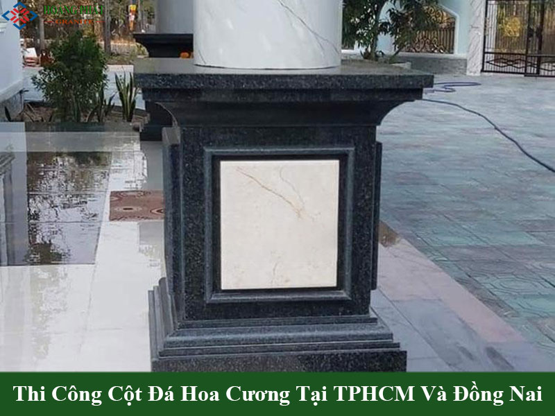 Mẫu cột ốp đá hoa cương sang trọng