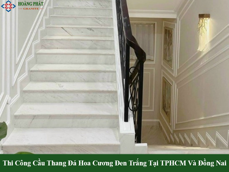 Mẫu đá hoa cương cầu thang màu trắng tinh tế