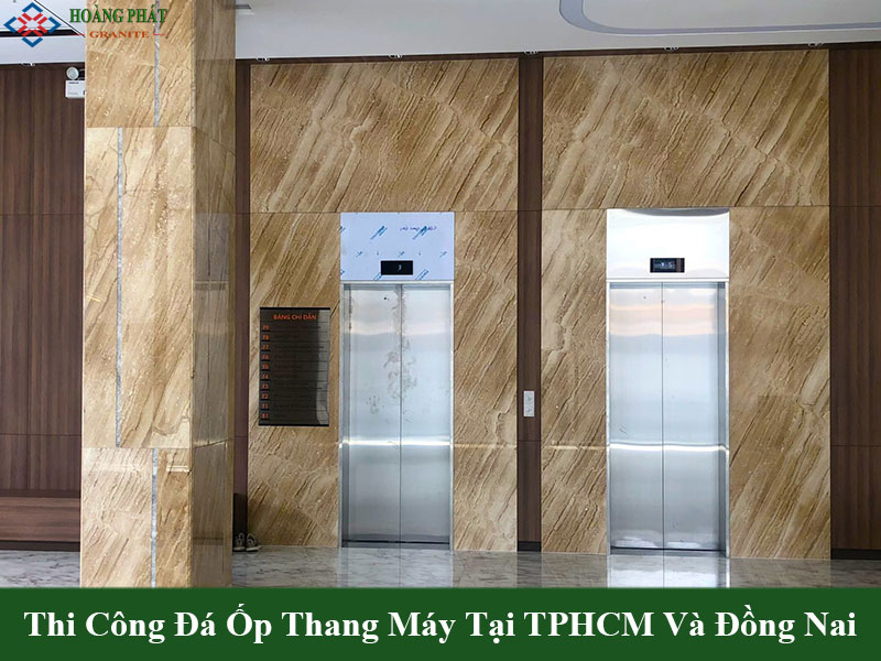 Mẫu đá hoa cương ốp thang máy hiện đại sang trọng