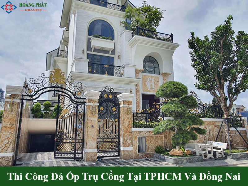 Mẫu đá tự nhiên ốp trụ cổng biệt thự