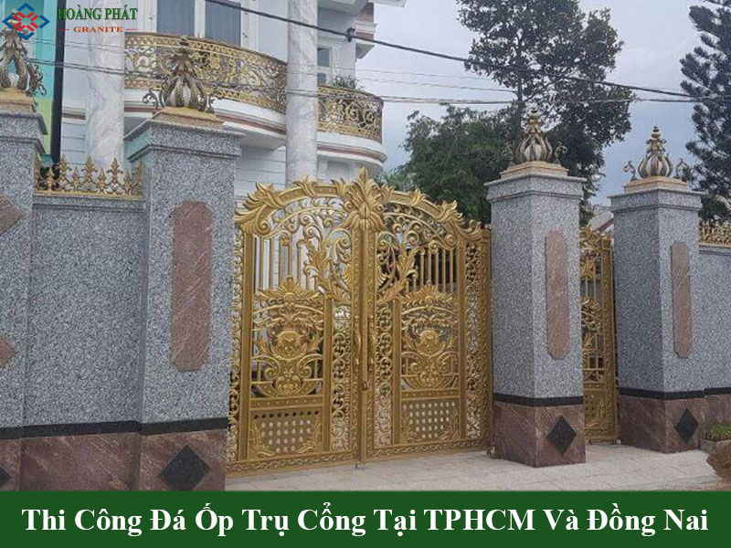 Mẫu đá hoa cương ốp lát cột cổng đẹp sang trọng