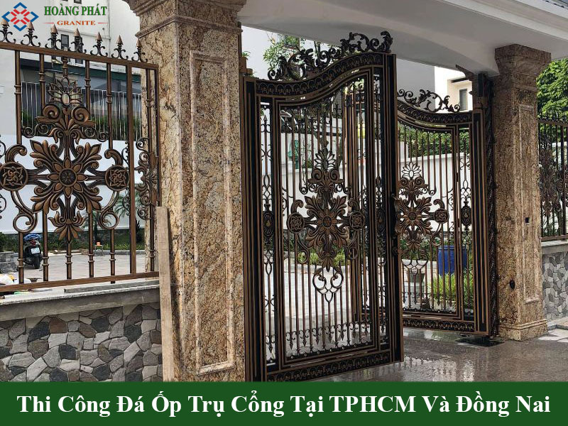 Mẫu đá hoa cương ốp cột cổng tinh tế đẳng cấp