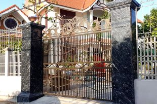 Mẫu đá ốp trụ cổng đẹp, đá hoa cương ốp cột cổng sang trọng, đá granite đẹp